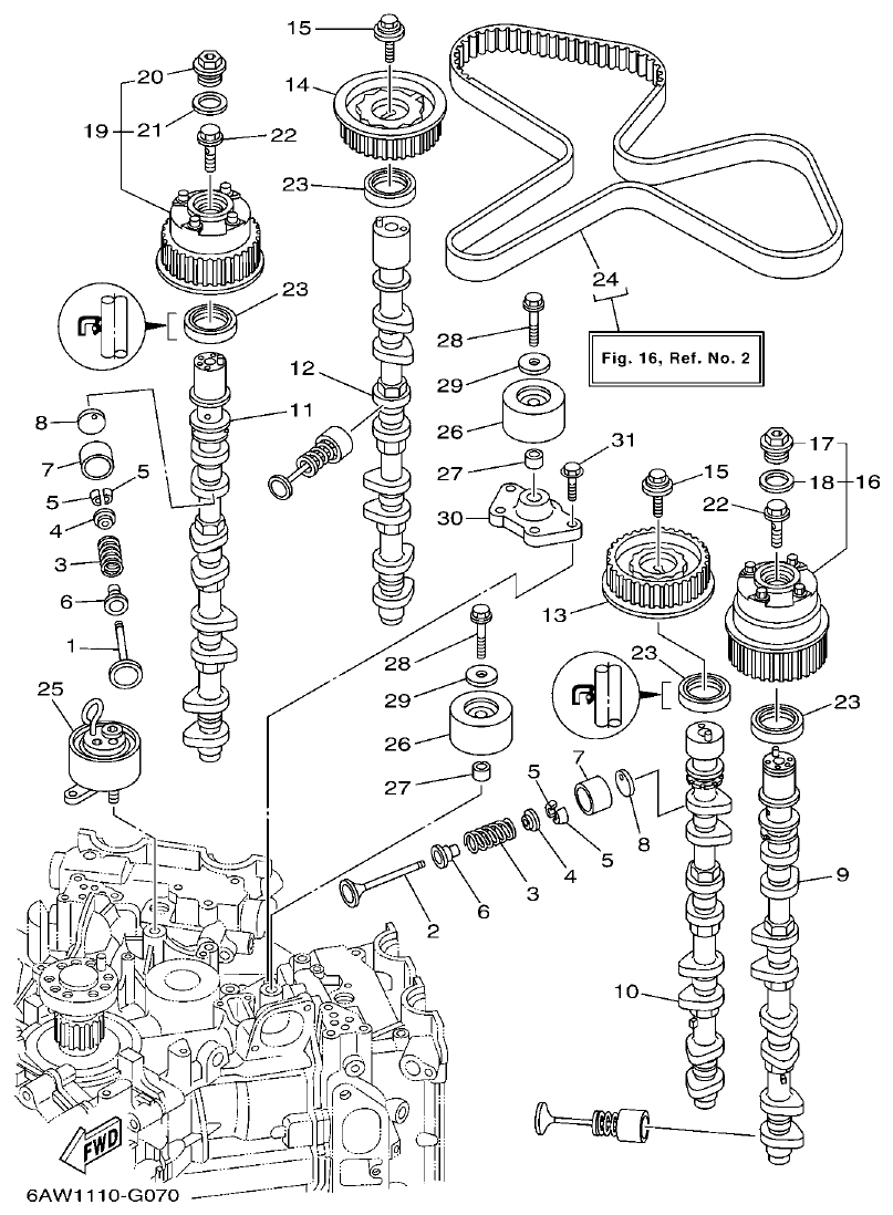 Yamaha F350AET, FL350AET VALVE parts diagram